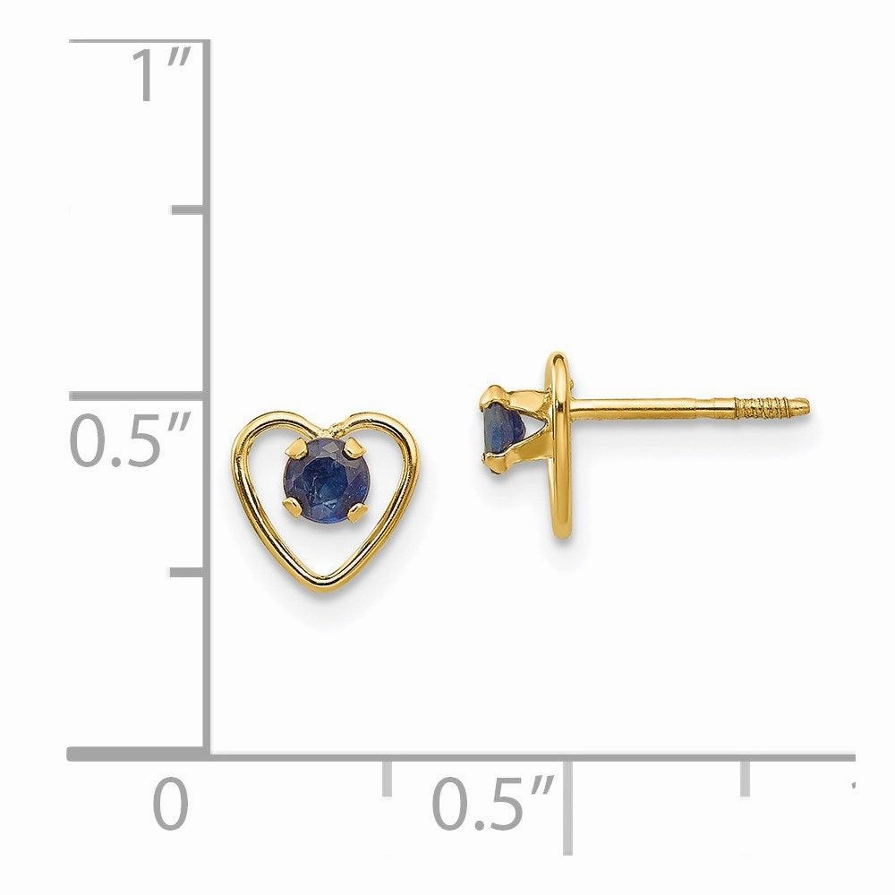Madi K Kid's 14k  3mm Sapphire Birthstone Heart Earrings