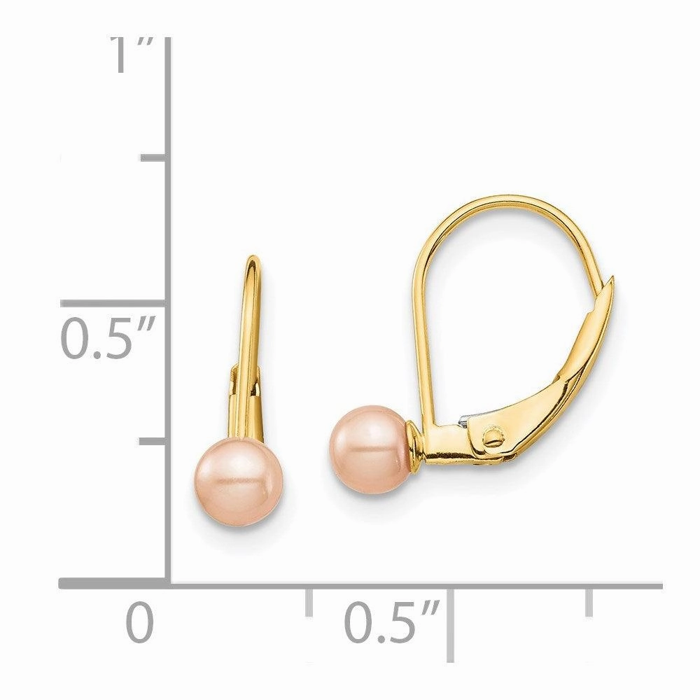 Madi K Kid's 14K  4-5mm Pink Round FW Cultured Pearl Leverback Earrings