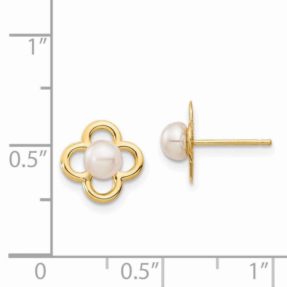Madi K Kid's 14K  4-5mm White Button Freshwater Cultured Pearl Post Earrings