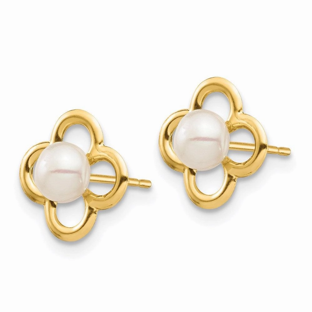 Madi K Kid's 14K  4-5mm White Button Freshwater Cultured Pearl Post Earrings