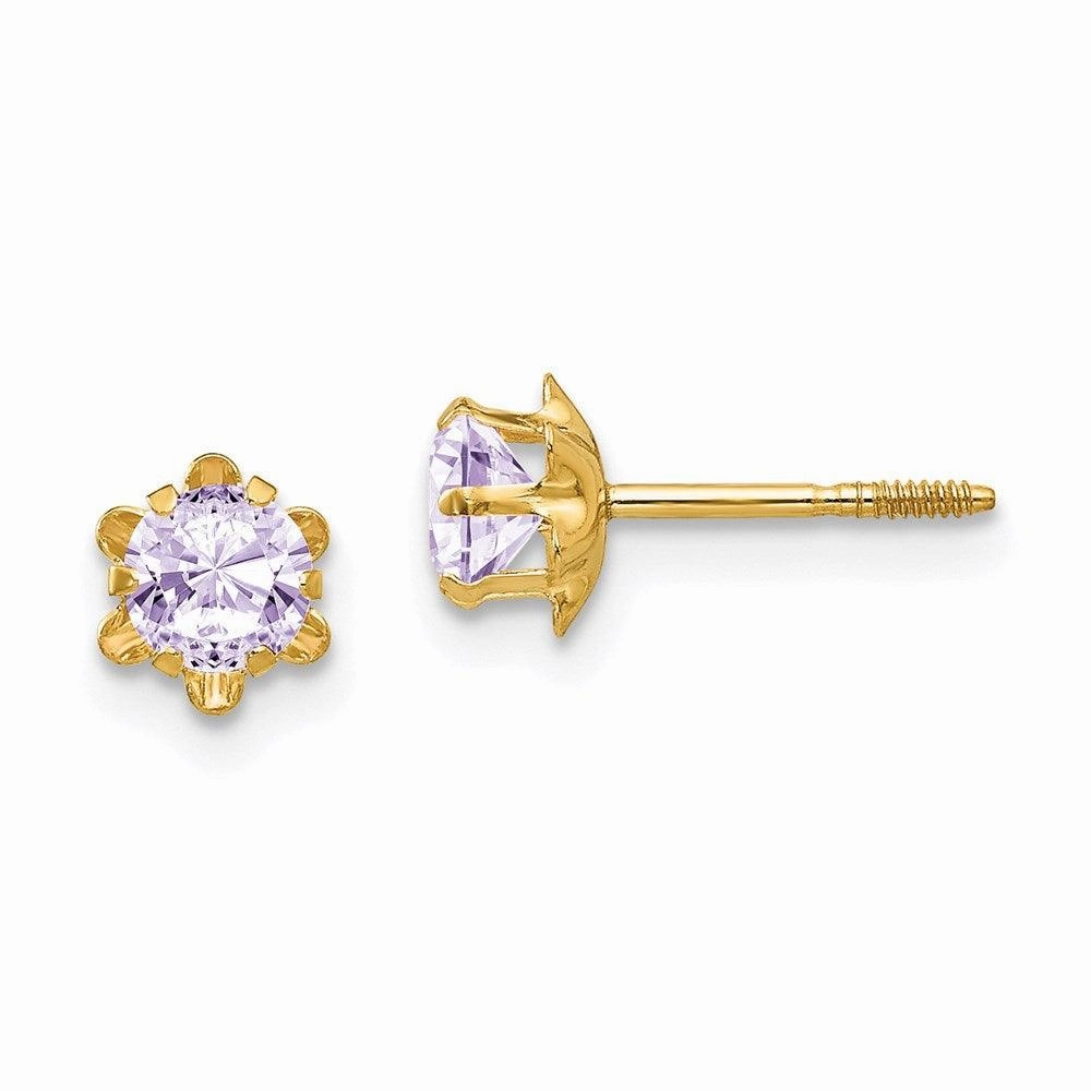 Madi K Kid's 14k  4mm Synthetic (Jun) Screwback Earrings