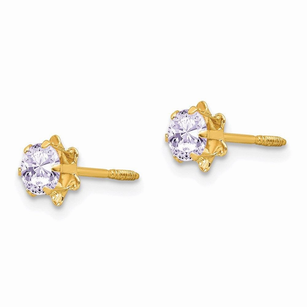 Madi K Kid's 14k  4mm Synthetic (Jun) Screwback Earrings