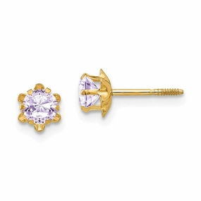 Madi K Kid's 14k  4mm Synthetic (Jun) Screwback Earrings