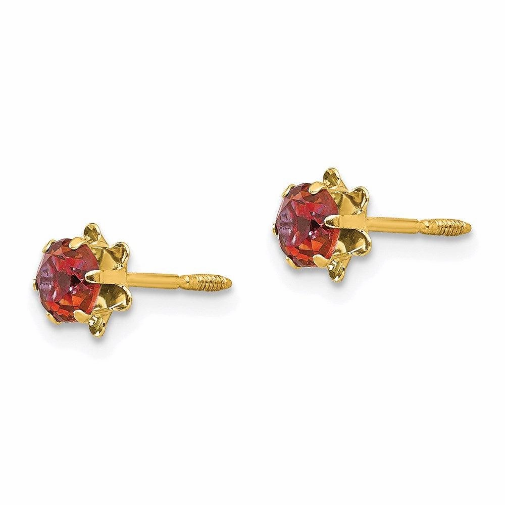 Madi K Kid's 14k  4mm Synthetic Ruby (Jul) Screwback Earrings