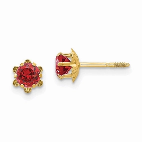 Madi K Kid's 14k  4mm Synthetic Ruby (Jul) Screwback Earrings