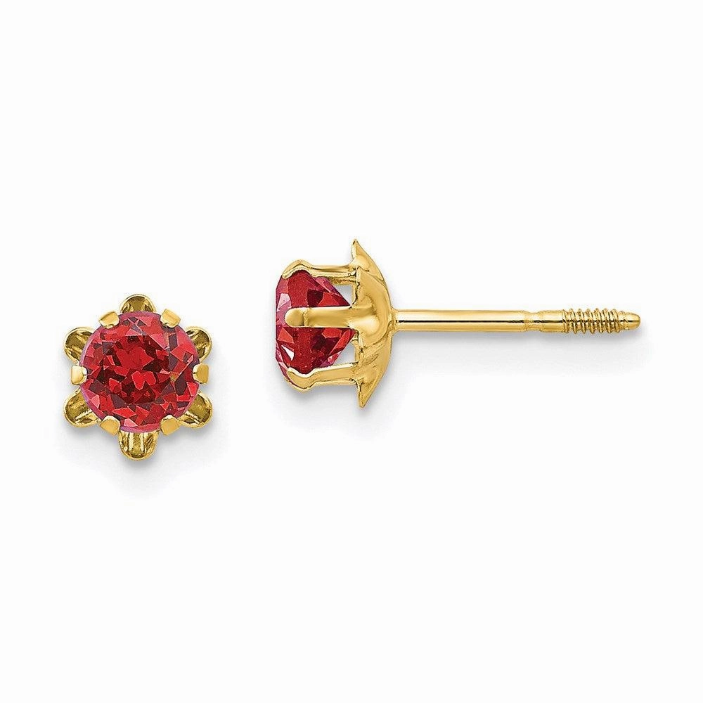 Madi K Kid's 14k  4mm Synthetic Ruby (Jul) Screwback Earrings