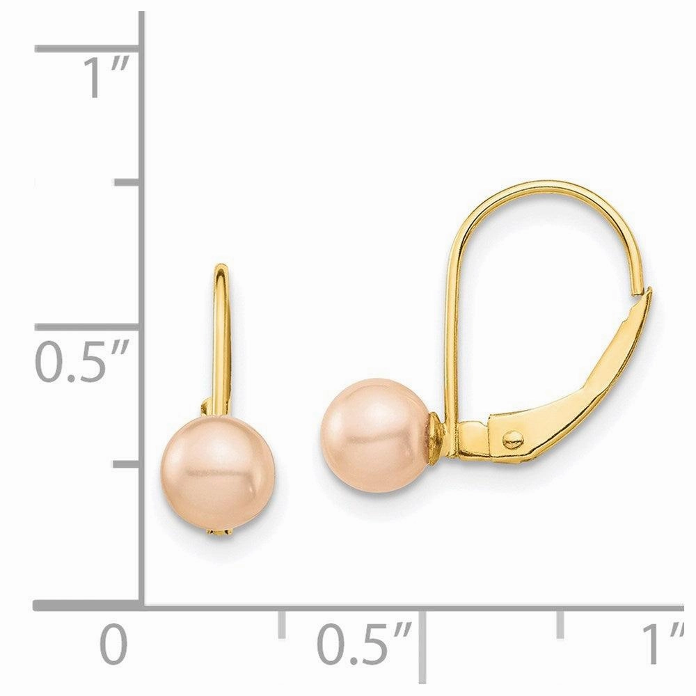 Madi K Kid's 14K  5-6mm Pink Round FW Cultured Pearl Leverback Earrings