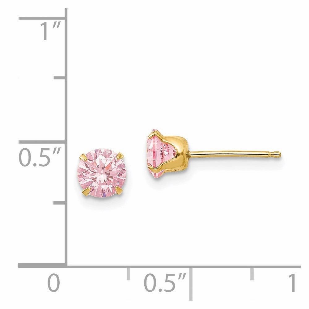 Madi K Kid's 14k  5mm Pink CZ Post Earrings