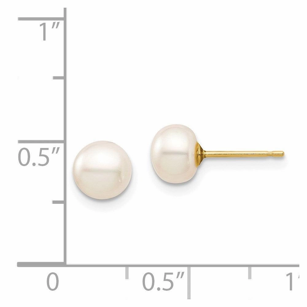 Madi K Kid's 14k  6-7mm White Button Freshwater Cultured Pearl Stud Post Earrings