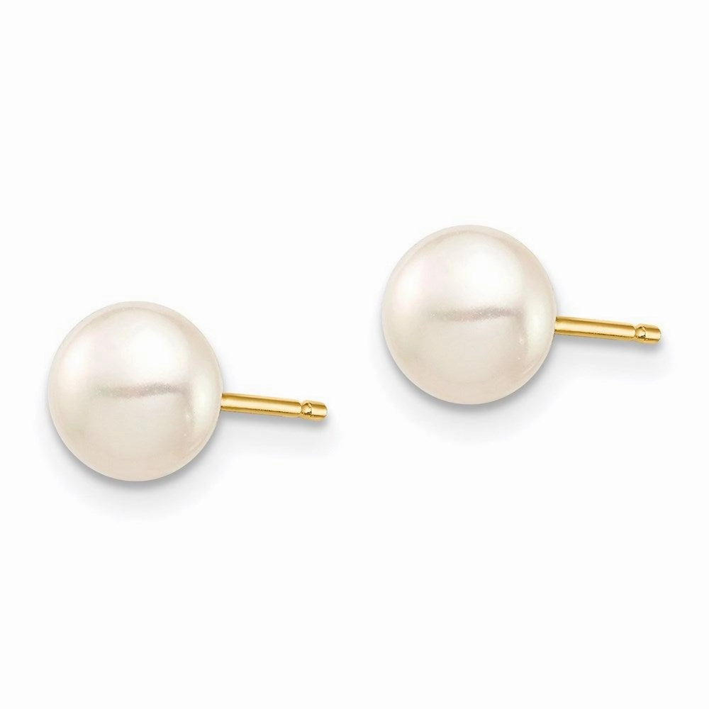 Madi K Kid's 14k  6-7mm White Button Freshwater Cultured Pearl Stud Post Earrings