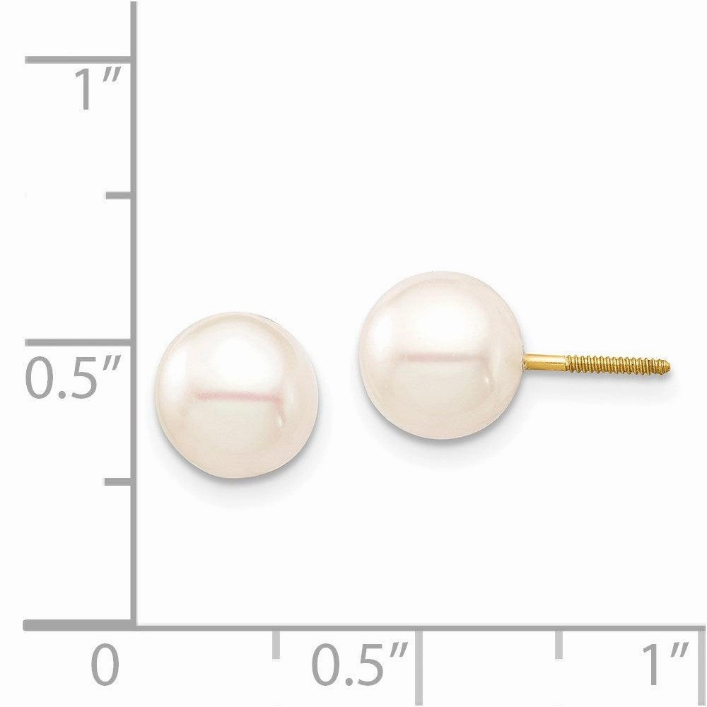 Madi K Kid's 14K  7-8mm White Round Freshwater Cultured Pearl Screwback Earrings