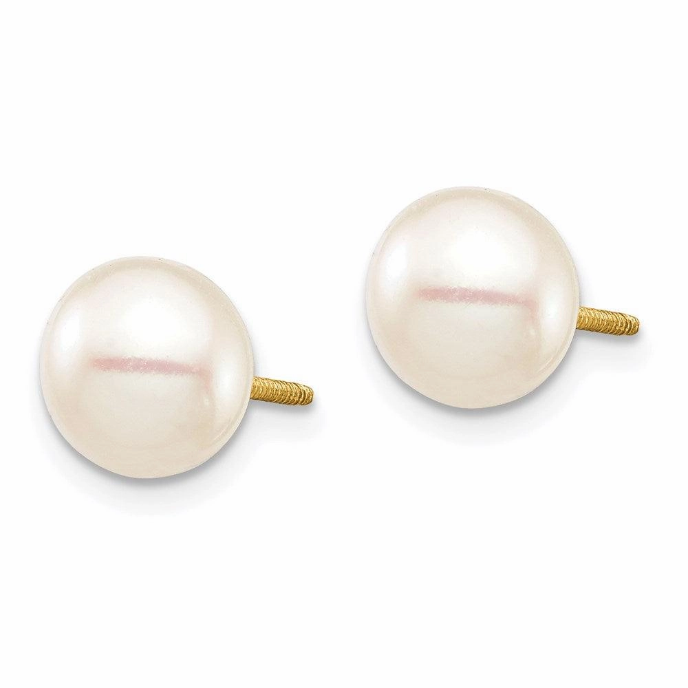 Madi K Kid's 14K  7-8mm White Round Freshwater Cultured Pearl Screwback Earrings