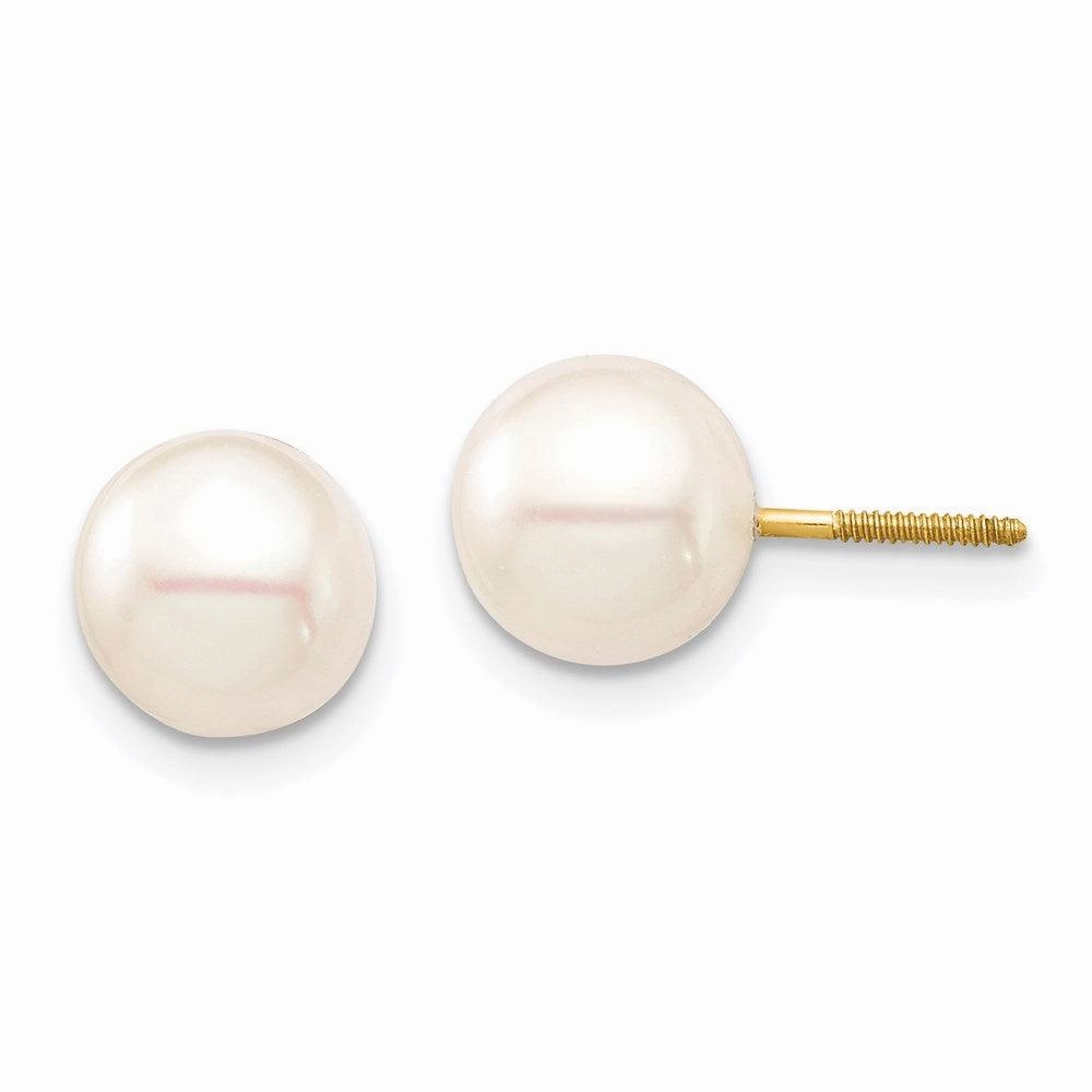 Madi K Kid's 14K  7-8mm White Round Freshwater Cultured Pearl Screwback Earrings