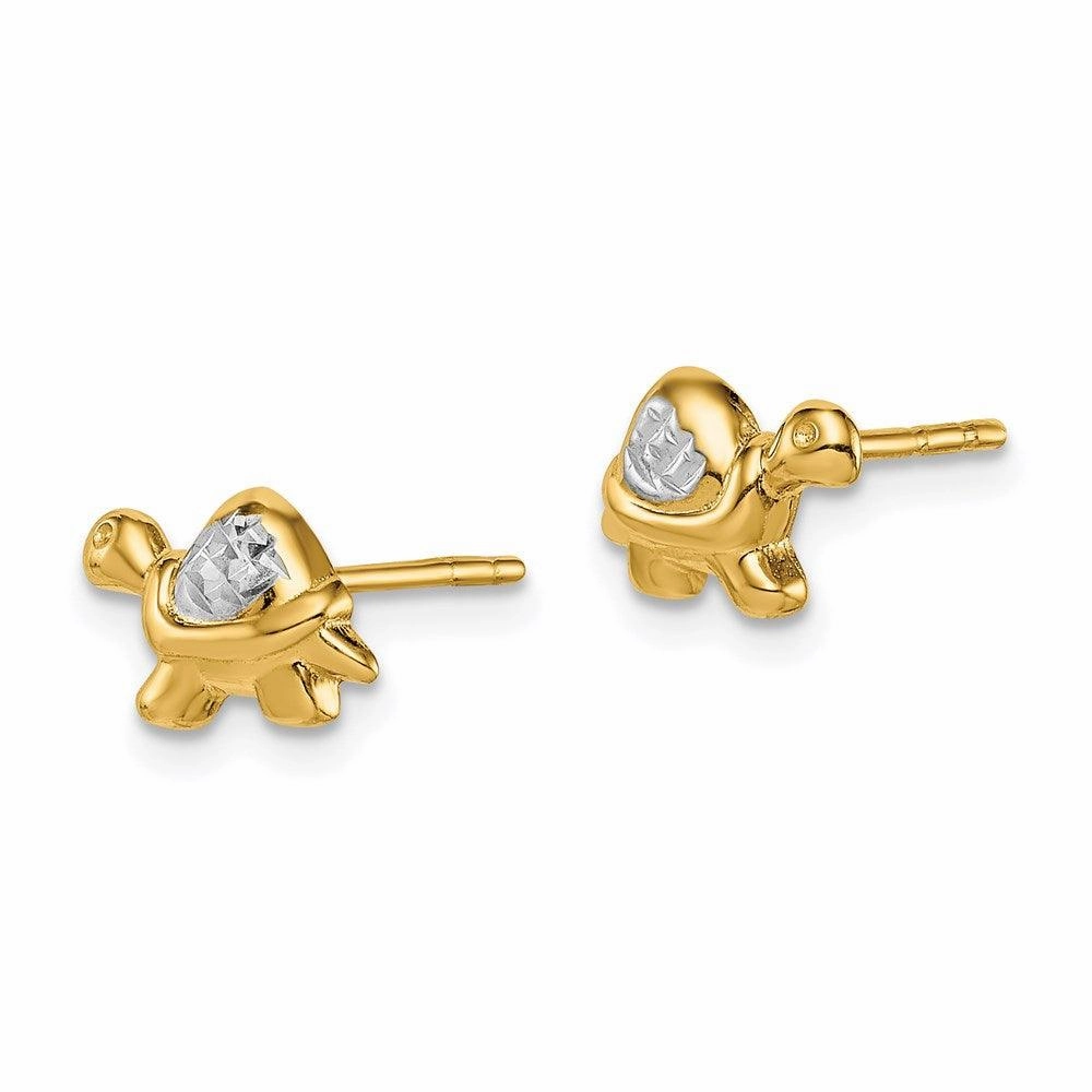 Madi K Kid's 14k  & White Rhodium Turtle Post Earrings
