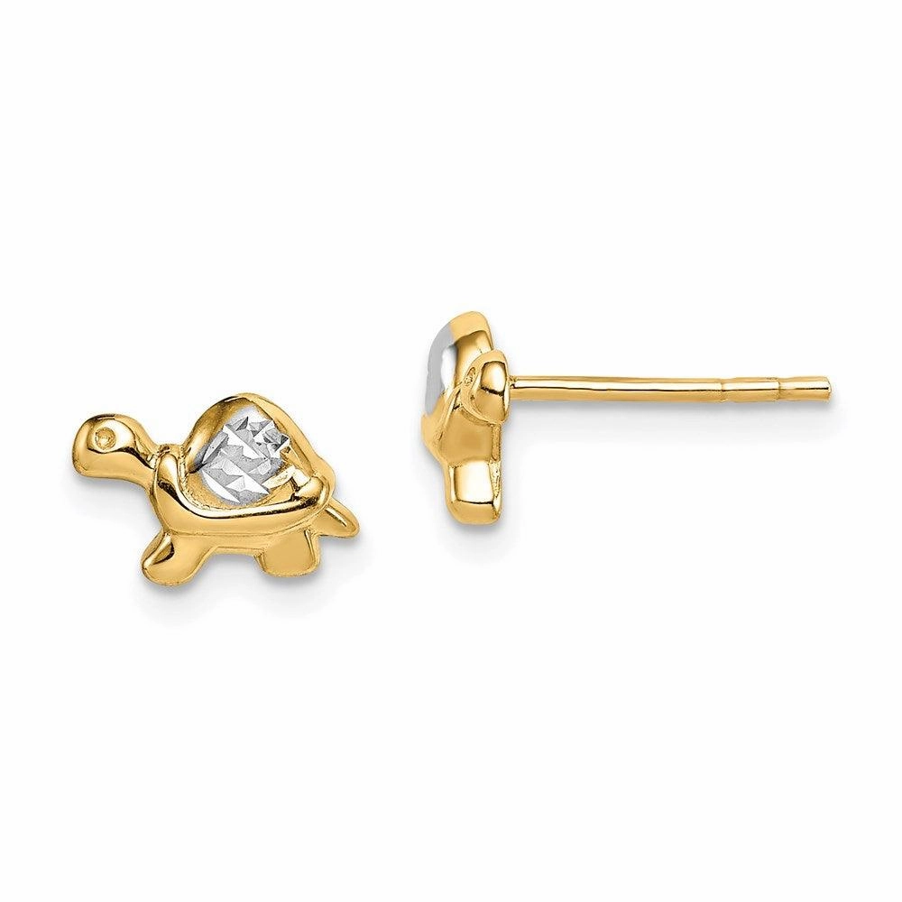 Madi K Kid's 14k  & White Rhodium Turtle Post Earrings