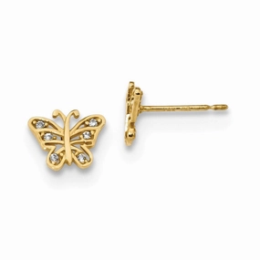 Madi K Kid's 14k   CZ Butterfly Post Earrings