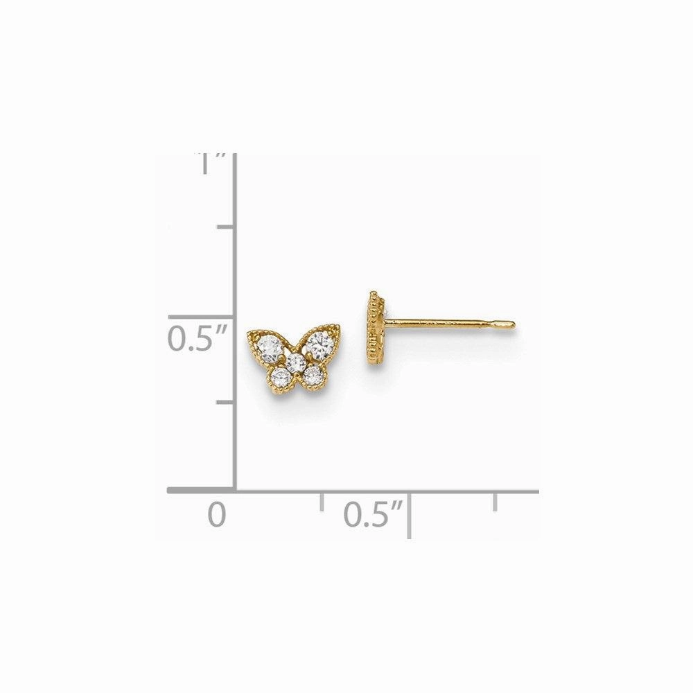 Madi K Kid's 14k   CZ Butterfly Post Earrings