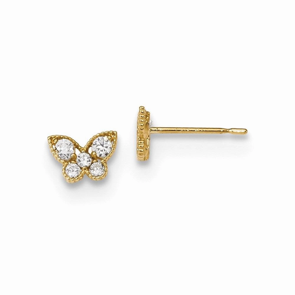 Madi K Kid's 14k   CZ Butterfly Post Earrings
