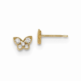 Madi K Kid's 14k   CZ Butterfly Post Earrings