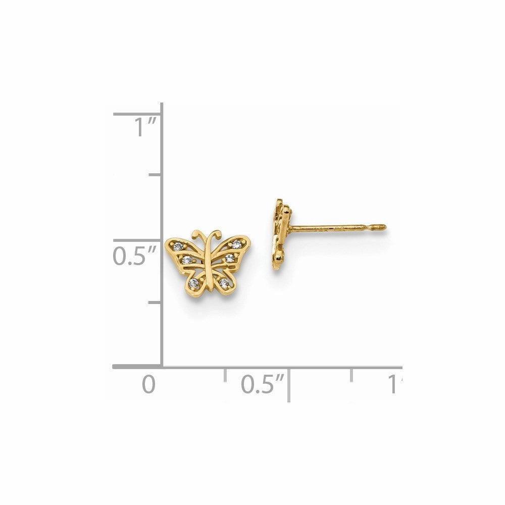 Madi K Kid's 14k   CZ Butterfly Post Earrings