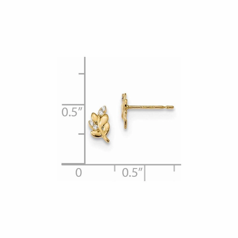 Madi K Kid's 14k   CZ Fern Leaf Post Earrings
