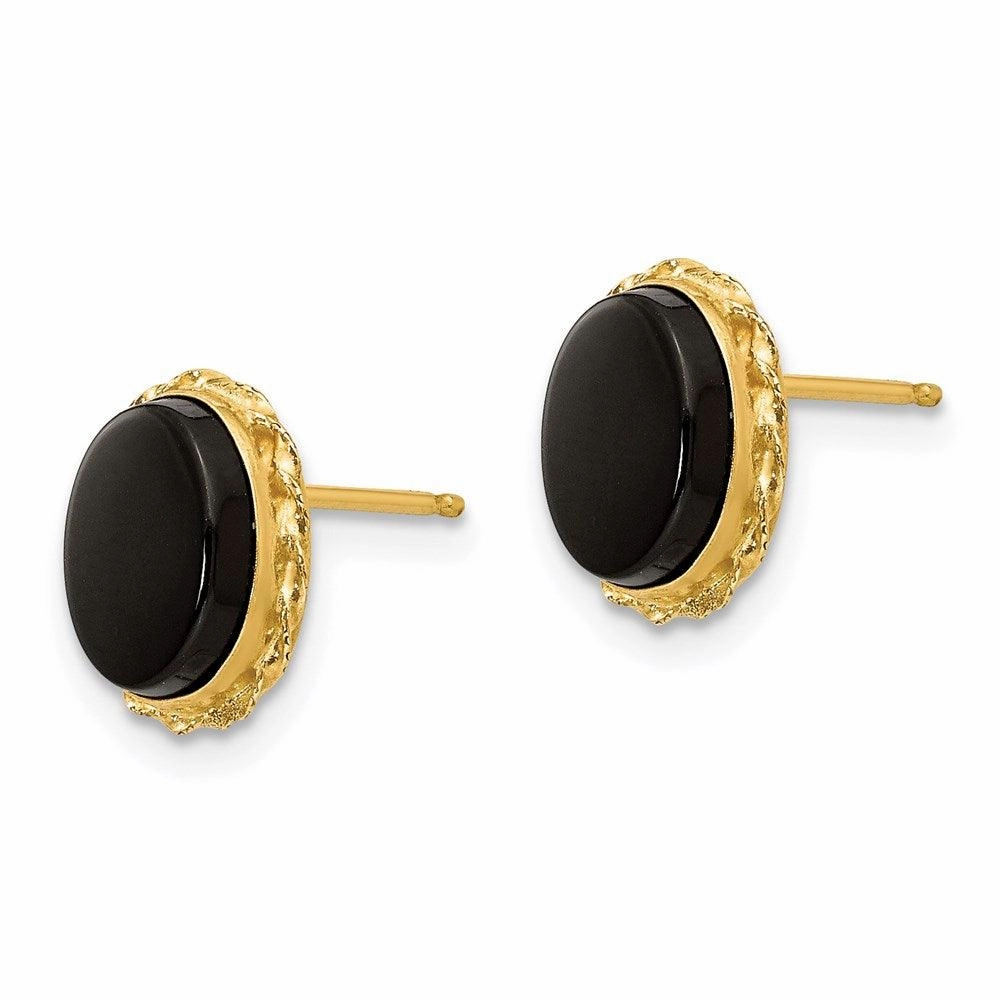 Madi K Kid's 14k  Bezel Onyx Earrings