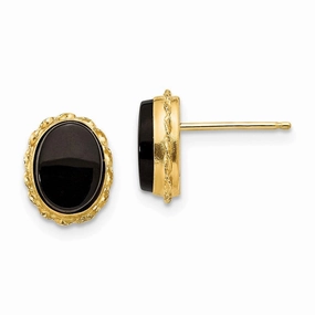 Madi K Kid's 14k  Bezel Onyx Earrings
