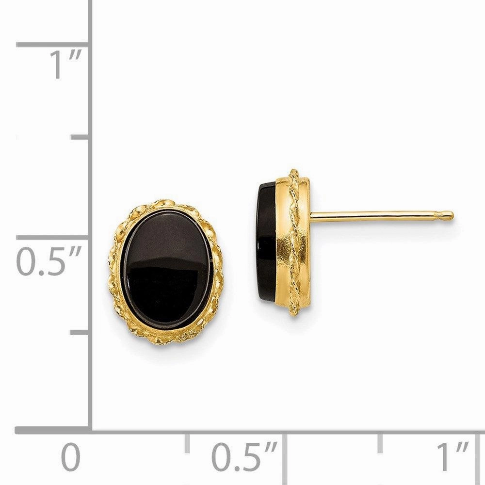Madi K Kid's 14k  Bezel Onyx Earrings
