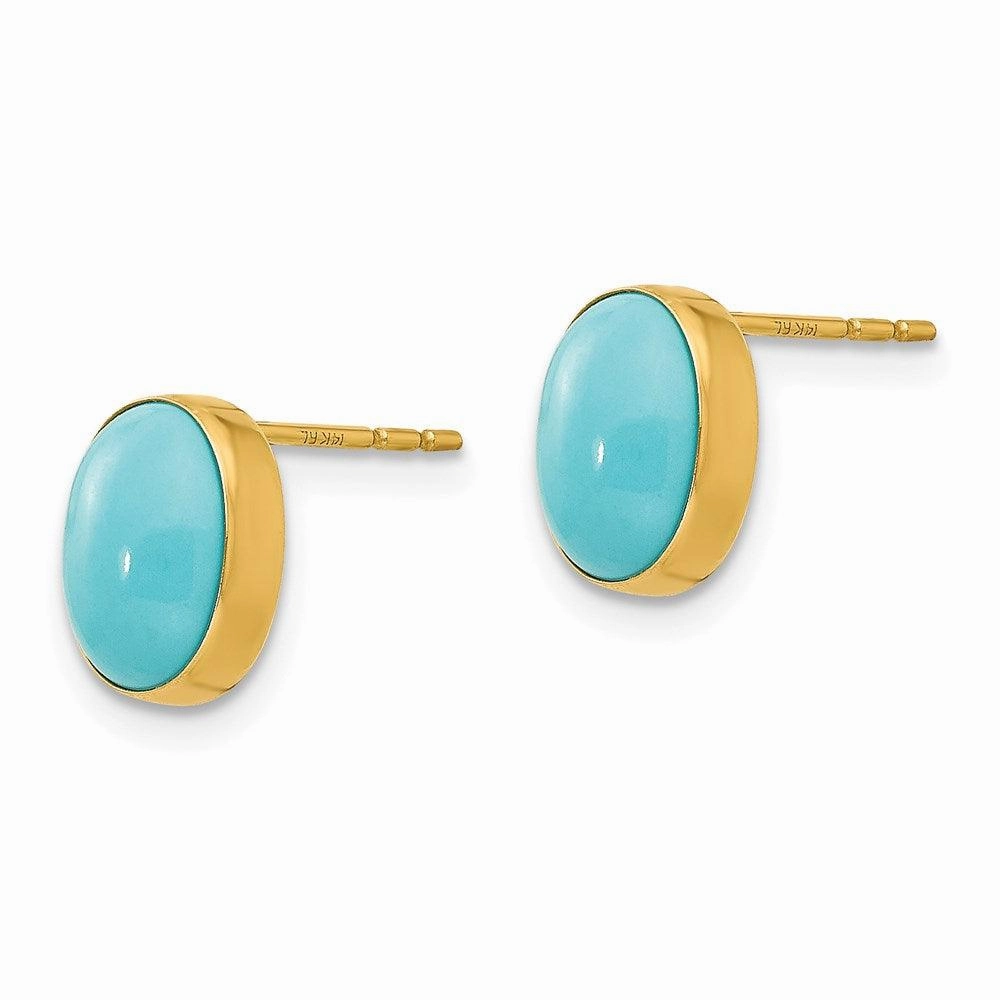 Madi K Kid's 14k  Bezel Set Oval Turquoise Post Earrings