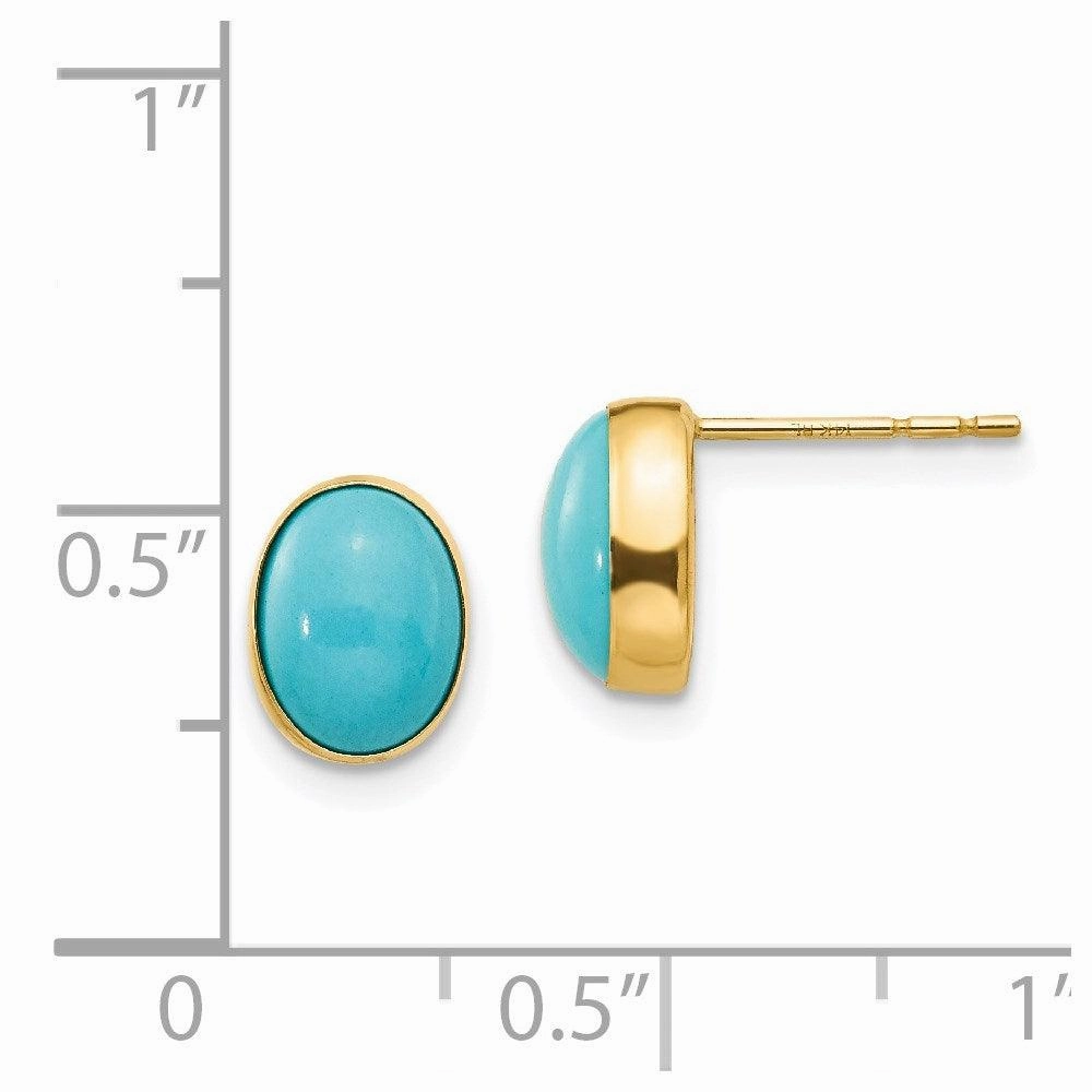 Madi K Kid's 14k  Bezel Set Oval Turquoise Post Earrings