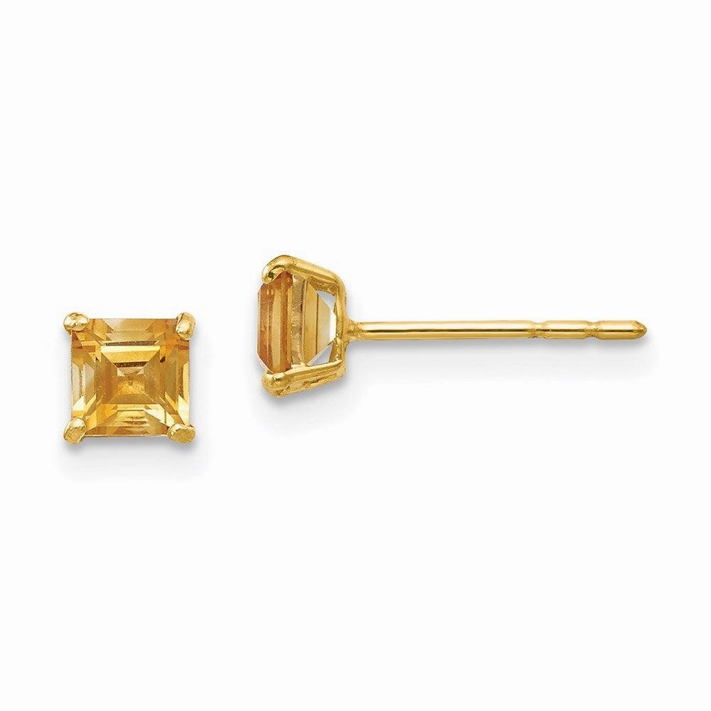 Madi K Kid's 14k  Citrine 4mm Square Post Earrings