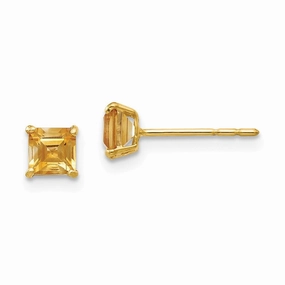Madi K Kid's 14k  Citrine 4mm Square Post Earrings