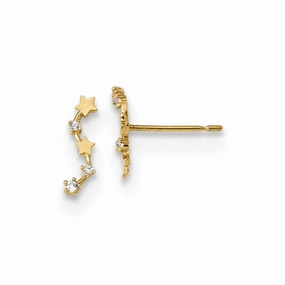 Madi K Kid's 14k  Curved Stars CZ Post Dangle Earrings
