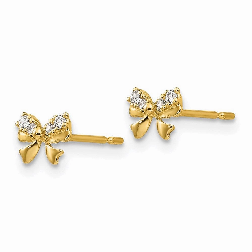 Madi K Kid's 14k  CZ  Bow Post Earrings