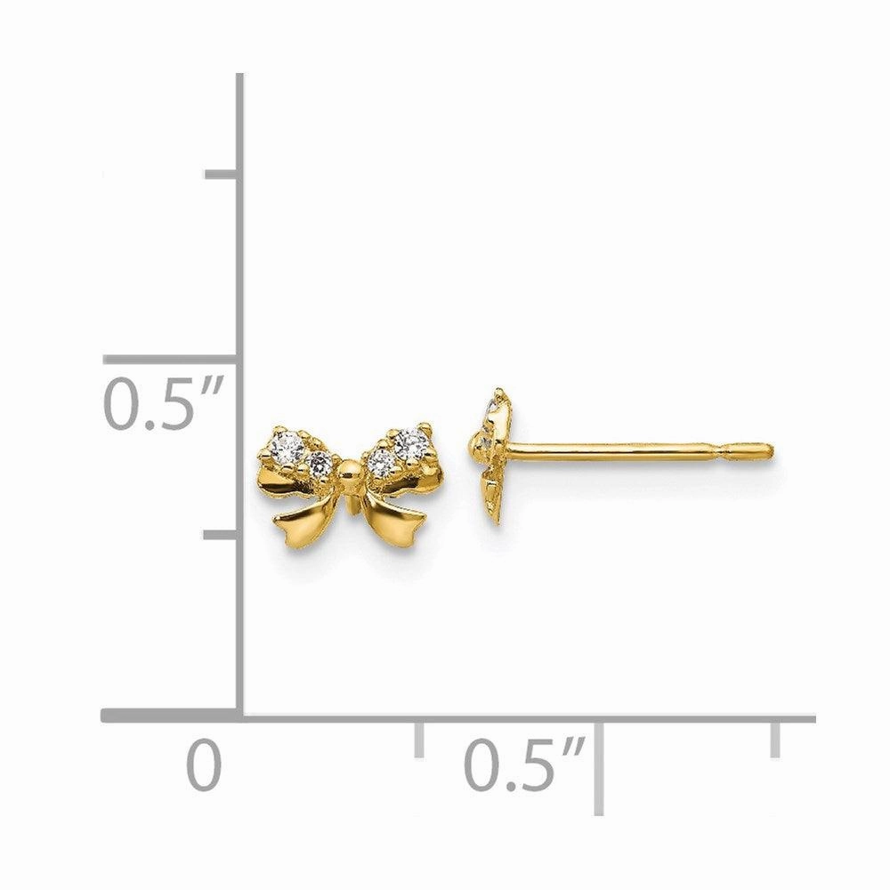 Madi K Kid's 14k  CZ  Bow Post Earrings