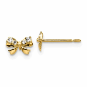 Madi K Kid's 14k  CZ  Bow Post Earrings