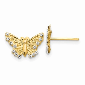 Madi K Kid's 14k  CZ Butterfly Post Earrings