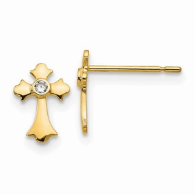 Madi K Kid's 14k  CZ  Cross Post Earrings