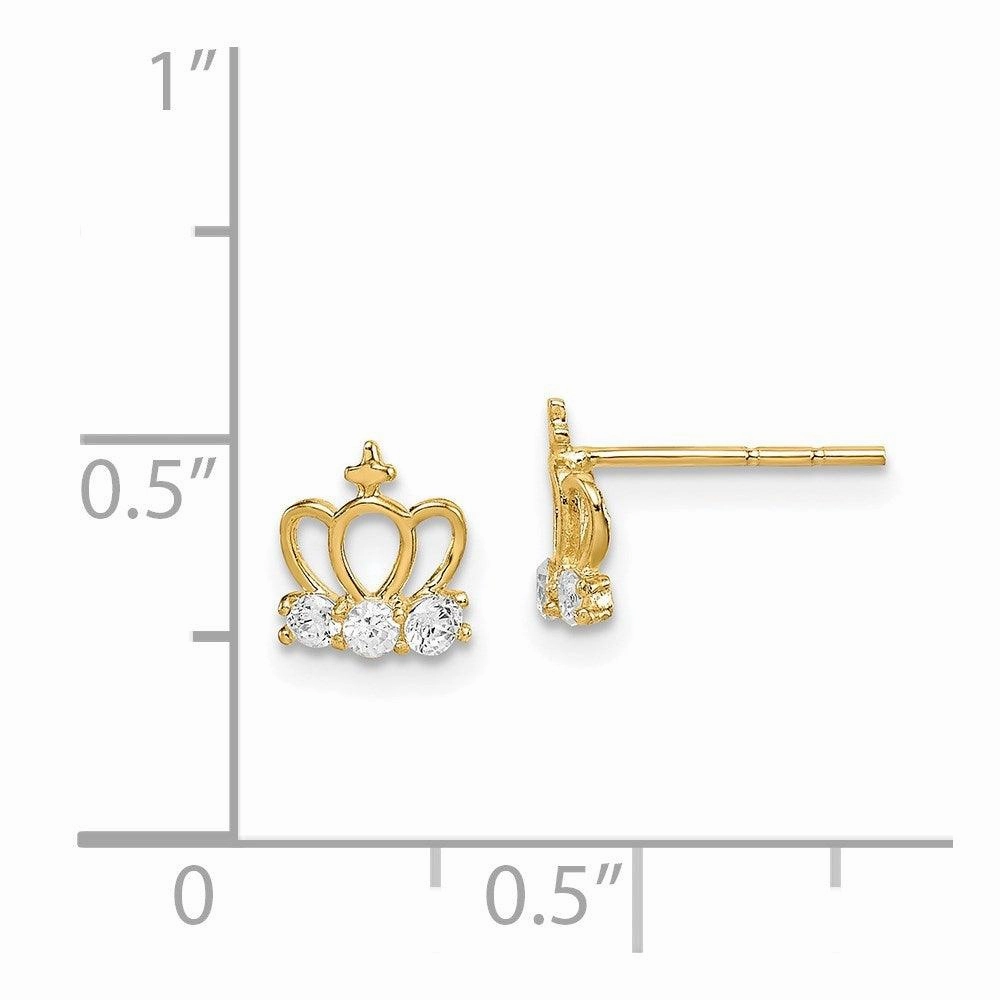Madi K Kid's 14k  CZ Crown Post Earrings