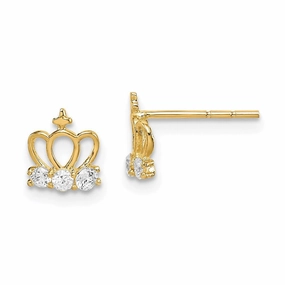 Madi K Kid's 14k  CZ Crown Post Earrings