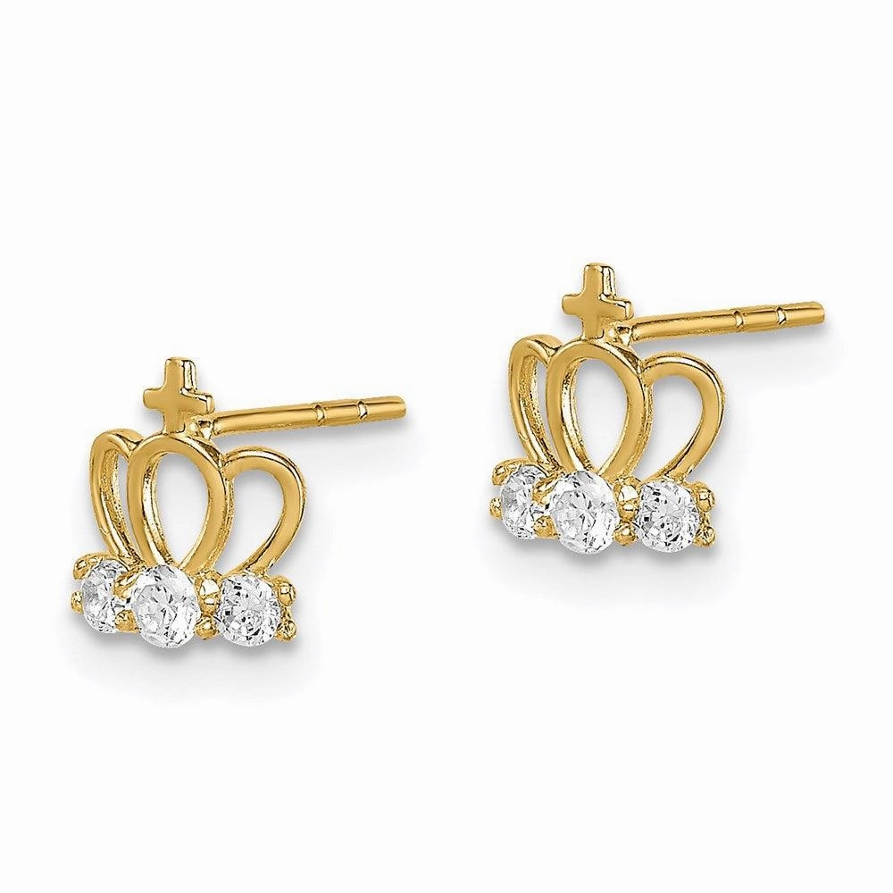 Madi K Kid's 14k  CZ Crown Post Earrings