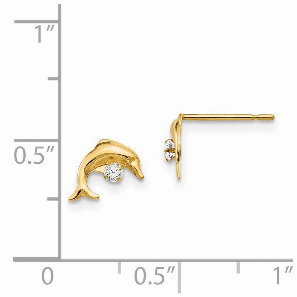 Madi K Kid's 14k  CZ  Dolphin Post Earrings