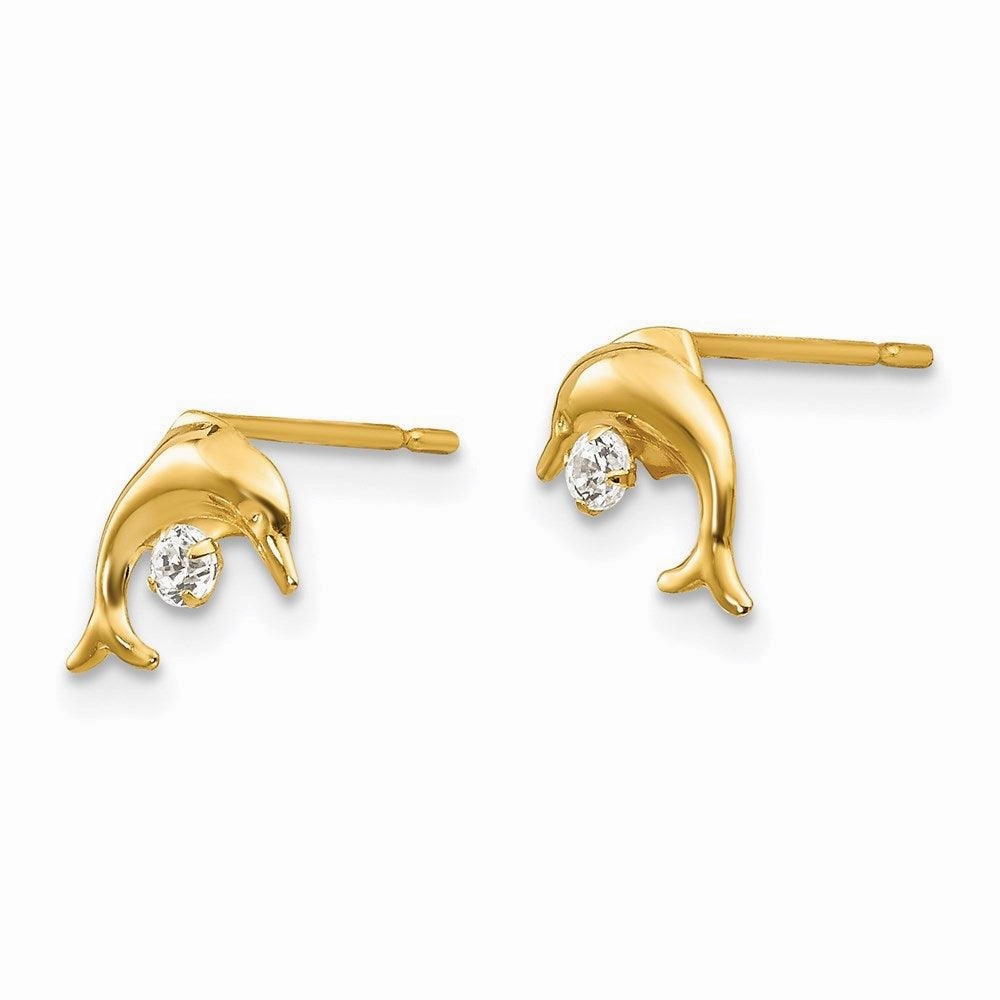 Madi K Kid's 14k  CZ  Dolphin Post Earrings