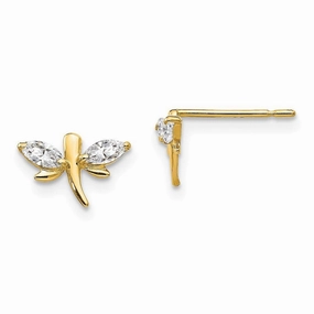 Madi K Kid's 14k  CZ  Dragonfly Post Earrings