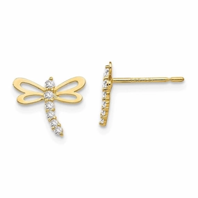Madi K Kid's 14k  CZ  Dragonfly Post Earrings
