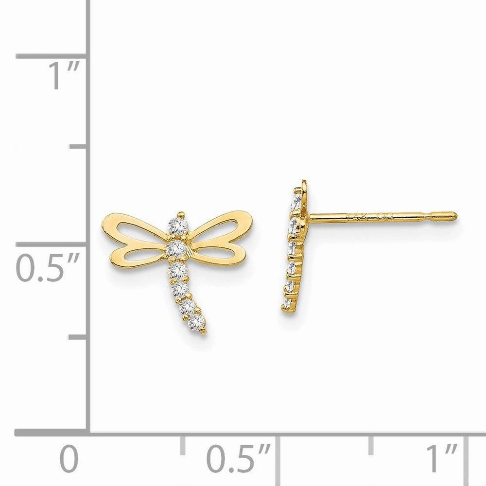 Madi K Kid's 14k  CZ  Dragonfly Post Earrings
