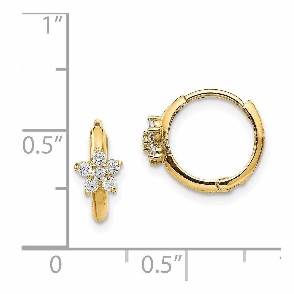 Madi K Kid's 14k  CZ  Flower Hinged Hoop Earrings