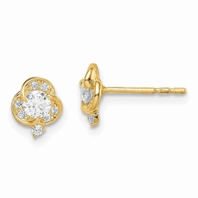 Madi K Kid's 14k  CZ Flower Post Earrings