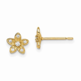Madi K Kid's 14k  CZ Flower Post Earrings