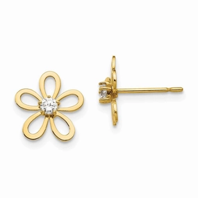 Madi K Kid's 14k  CZ  Flower Post Earrings